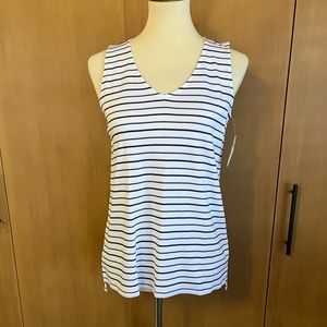 JJill XS striped Pima v-neck tank, new with tags